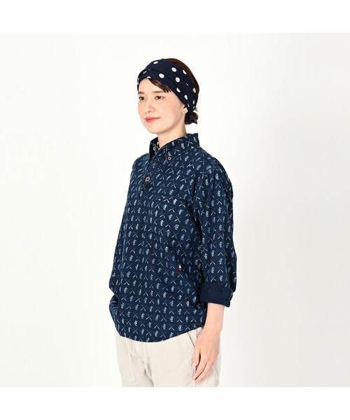 45r 海の左馬抜染の908オーシャンプルシャツ（インディゴ） 45R（フォーティファイブアール）の「海の左馬抜染の908オーシャンプル