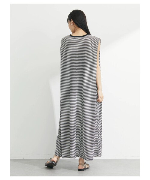 Green　Parks（グリーンパークス）の「・SUGAR SPOON カタタックボーダーワンピース（ワンピース/ドレス・ブラック/ピンク/グリーン・F）」の4枚目の写真