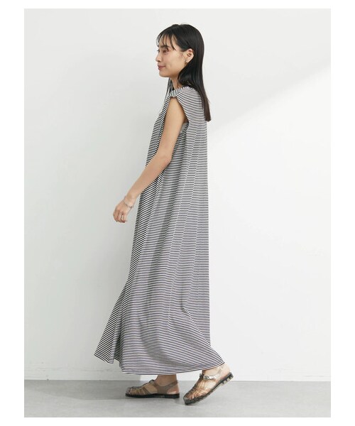 Green　Parks（グリーンパークス）の「・SUGAR SPOON カタタックボーダーワンピース（ワンピース/ドレス・ブラック/ピンク/グリーン・F）」の3枚目の写真