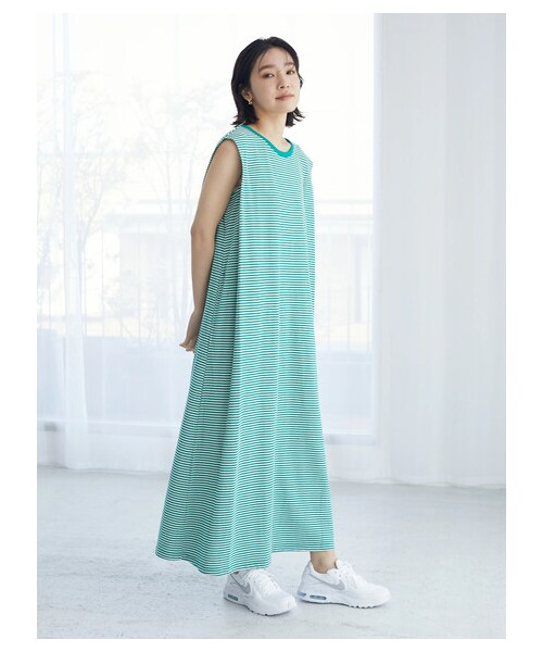 Green　Parks（グリーンパークス）の「・SUGAR SPOON カタタックボーダーワンピース（ワンピース/ドレス・ブラック/ピンク/グリーン・F）」の11枚目の写真