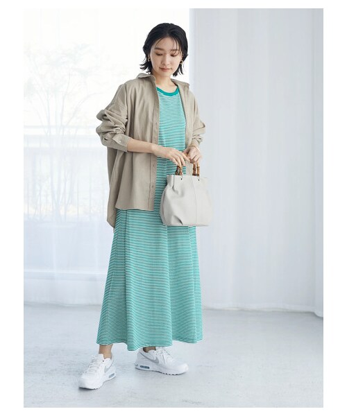 Green　Parks（グリーンパークス）の「・SUGAR SPOON カタタックボーダーワンピース（ワンピース/ドレス・ブラック/ピンク/グリーン・F）」の14枚目の写真