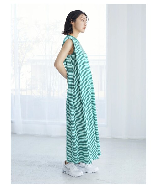 Green　Parks（グリーンパークス）の「・SUGAR SPOON カタタックボーダーワンピース（ワンピース/ドレス・ブラック/ピンク/グリーン・F）」の12枚目の写真