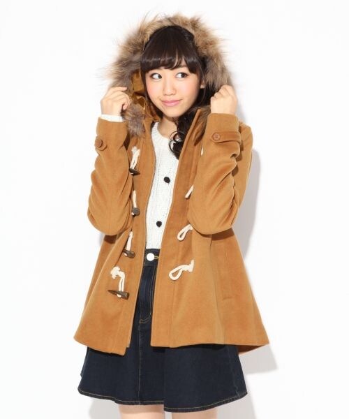 repipi armario（レピピ アルマリオ）の「【ニコラ12月号】ポンチョダッフルコート（ジャケット/アウター・レディース・レッド/キャメル/ネイビー・ＸＳ/Ｓ/Ｍ）」の2枚目の写真