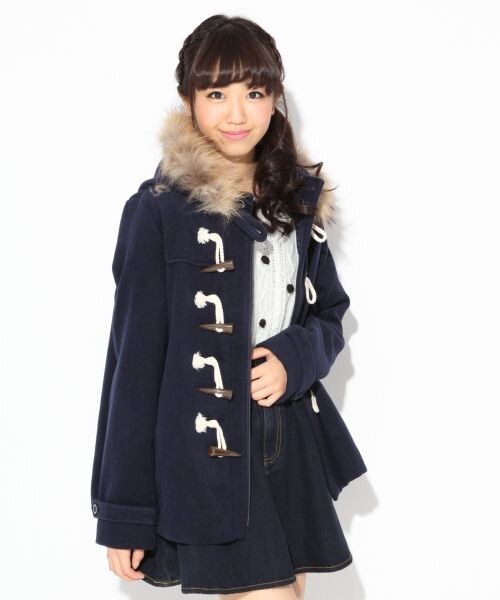 repipi armario（レピピ アルマリオ）の「【ニコラ12月号】ポンチョダッフルコート（ジャケット/アウター・レディース・レッド/キャメル/ネイビー・ＸＳ/Ｓ/Ｍ）」の3枚目の写真