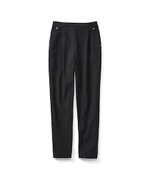 IEDIT | IEDIT[イディット] ぐいっとしなやか すらりと美脚！ ストレッチ布はく素材のエアノビテーパードパンツ〈ブラック〉(パンツ)