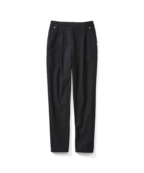 IEDIT（イディット）の「IEDIT[イディット] ぐいっとしなやか すらりと美脚！ ストレッチ布はく素材のエアノビテーパードパンツ〈ブラック〉（レディースファッション > ボトムス > パンツ・レディース・ブラック・ｳｴｽﾄ85-93/股下68cm/ｳｴｽﾄ93-101/股下68cm/ｳｴｽﾄ69-77/股下68cm/ｳｴｽﾄ77-85/股下68cm/ｳｴｽﾄ69-77/股下73cm/ｳｴｽﾄ64-70/股下68cm/ｳｴｽﾄ64-70/股下63cm/ｳｴｽﾄ64-70/股下73cm/ｳｴｽﾄ58-64/股下68cm/ｳｴｽﾄ58-64/股下63cm）」の3枚目の写真