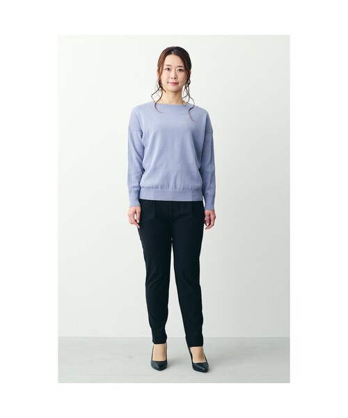 IEDIT（イディット）の「IEDIT[イディット] ぐいっとしなやか すらりと美脚！ ストレッチ布はく素材のエアノビテーパードパンツ〈ブラック〉（レディースファッション > ボトムス > パンツ・レディース・ブラック・ｳｴｽﾄ85-93/股下68cm/ｳｴｽﾄ93-101/股下68cm/ｳｴｽﾄ69-77/股下68cm/ｳｴｽﾄ77-85/股下68cm/ｳｴｽﾄ69-77/股下73cm/ｳｴｽﾄ64-70/股下68cm/ｳｴｽﾄ64-70/股下63cm/ｳｴｽﾄ64-70/股下73cm/ｳｴｽﾄ58-64/股下68cm/ｳｴｽﾄ58-64/股下63cm）」の10枚目の写真