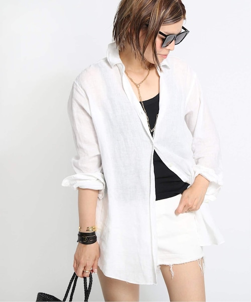 Deuxieme Classe LINEN WASH シャツ ホワイト Deuxieme Classe LINEN WASH シャツ ホワイト