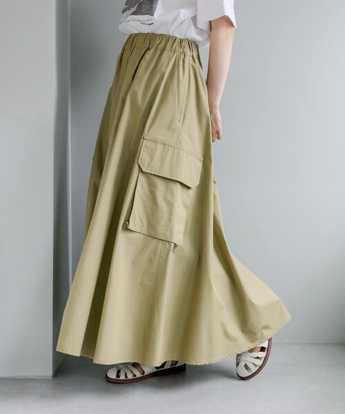 PUAL CE CIN（ピュアルセシン）の「【Du noir】カーゴスカート（スカート・レディース・カーキ/ブラック・FREE）」の2枚目の写真