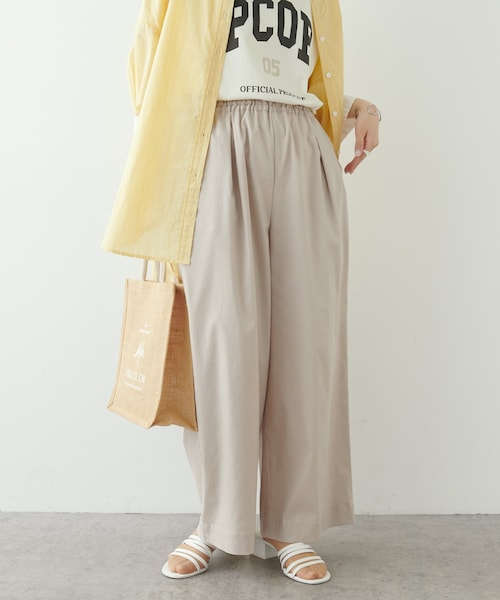 PUAL CE CIN(ピュアルセシン)の「JAPAN MADE麻混リラックスパンツ(その他パンツ・レディース・ベージュ/イエロー/グリーン/ネイビー・FREE)」の1枚目の写真