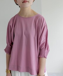 PUAL CE CIN | シルケット袖シャーリングTシャツ(Tシャツ/カットソー)