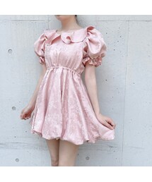 ［lillilly］バイカラーバルーンミニドレス ピンク 黒 2着セット lilLilly（リルリリー）の「【pain】バルーンジャガードミニドレス