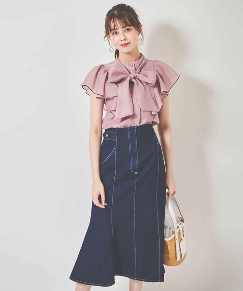 31 Sons de mode（トランテアン　ソン　ドゥ　モード）の「シアーフリル２ＷＡＹブラウス（トップス・レディース・00ブラック/12ライトグレー/32ピンク/52クリーム・36）」の6枚目の写真