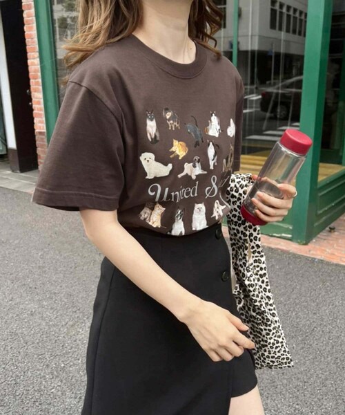 one after another NICE CLAUP（ワンアフターアナザーナイスクラップ）の「【PAL Tee】アニマルTシャツ（Tシャツ/カットソー・レディース・ブラック/オフホワイト/オートミール/グリーン/ブラウン・9/2）」の2枚目の写真