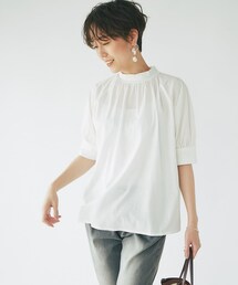 un dix cors | 《予約》【ブラウス見えする】シルケットギャザーカットソー(Tシャツ/カットソー)