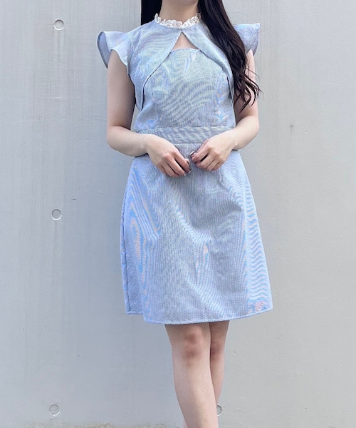MiuMiu ストライプ コットン ミニワンピース 夏 清楚 かわいい ストライプ柄ミディ丈ワンピース - 青色/白色 | ZARA Japan / 日本