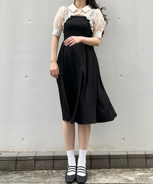 TITTY&CO.(ティティーアンドコー)の「【TITTY&CO.】フレアジャンスカ×クロップド刺繡ブラウスセット(ワンピース/ドレス・レディース・ブラック・F)」の17枚目の写真