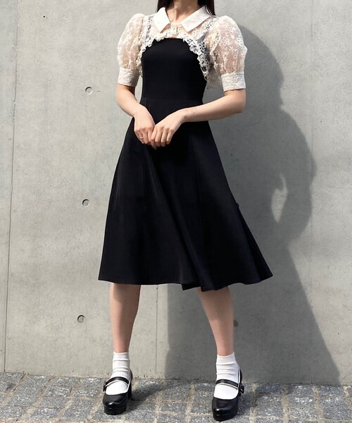TITTY&CO.(ティティーアンドコー)の「【TITTY&CO.】フレアジャンスカ×クロップド刺繡ブラウスセット(ワンピース/ドレス・レディース・ブラック・F)」の19枚目の写真