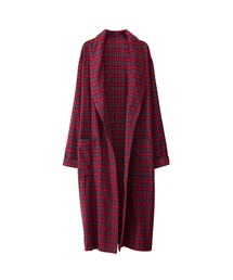 gracegift | 秋感復古格紋長版綁結風衣外套(ジャケット/アウター)