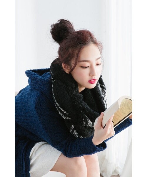 ORENDA（オレンダ）の「連帽抽繩針織外套（ジャケット/アウター・レディース・寶藍/杏色・F）」の5枚目の写真