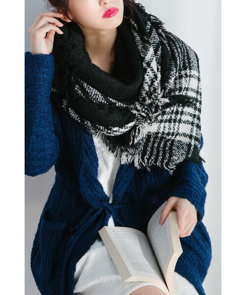 ORENDA（オレンダ）の「連帽抽繩針織外套（ジャケット/アウター・レディース・寶藍/杏色・F）」の6枚目の写真