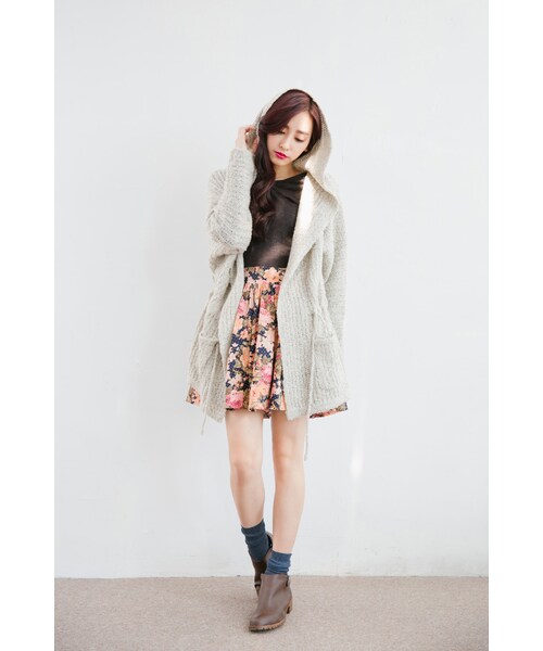 ORENDA（オレンダ）の「連帽抽繩針織外套（ジャケット/アウター・レディース・寶藍/杏色・F）」の17枚目の写真