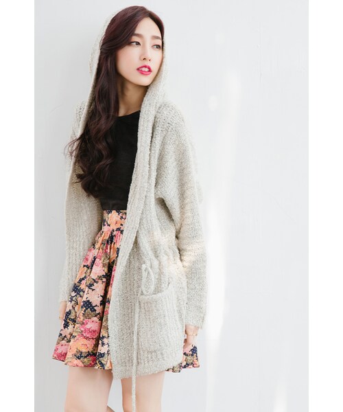 ORENDA（オレンダ）の「連帽抽繩針織外套（ジャケット/アウター・レディース・寶藍/杏色・F）」の18枚目の写真