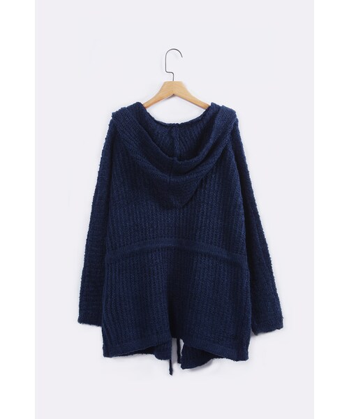 ORENDA（オレンダ）の「連帽抽繩針織外套（ジャケット/アウター・レディース・寶藍/杏色・F）」の2枚目の写真