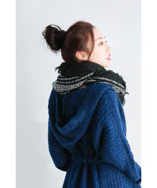 ORENDA（オレンダ）の「連帽抽繩針織外套（ジャケット/アウター・レディース・寶藍/杏色・F）」の8枚目の写真