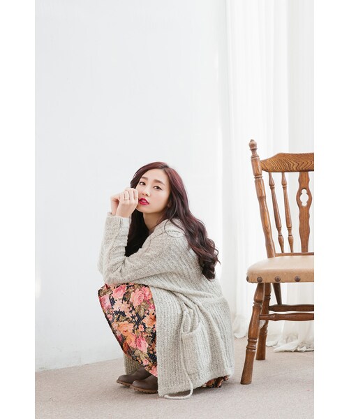 ORENDA（オレンダ）の「連帽抽繩針織外套（ジャケット/アウター・レディース・寶藍/杏色・F）」の14枚目の写真