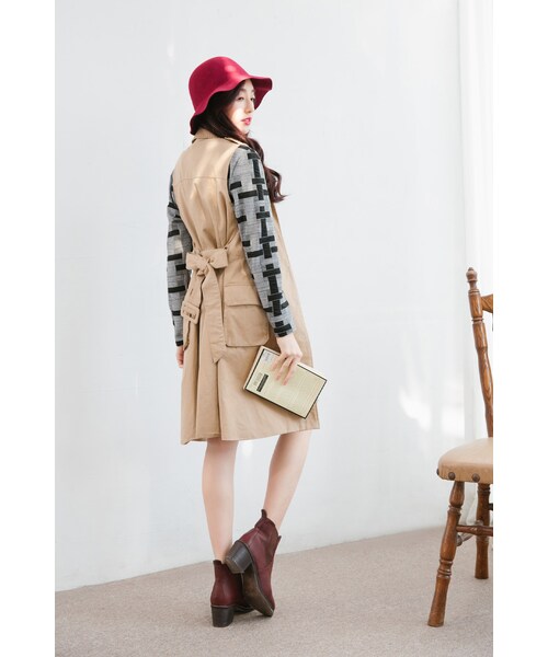 ORENDA(オレンダ)の「不規則十字紋長洋裝(ワンピース/ドレス・レディース・灰黑・F)」の8枚目の写真