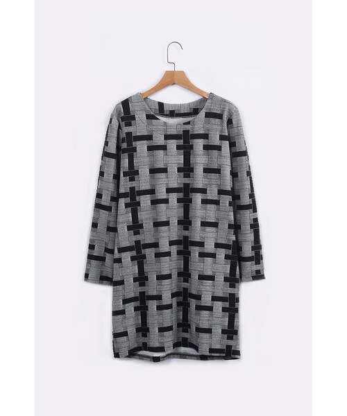 ORENDA(オレンダ)の「不規則十字紋長洋裝(ワンピース/ドレス・レディース・灰黑・F)」の1枚目の写真