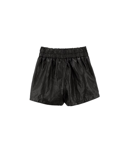 gracegift（グレースギフト）の「個性街頭 韓國帥氣縮腰皮短褲（パンツ・レディース・黑・F）」の2枚目の写真