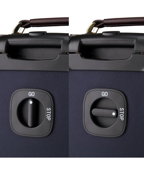 PROGRES（プログレ）の「≪プログレ／Progres≫ アイリッシュ◇機内持込み可　キャスターストッパー付きキャリーケース　51112（キャリーバッグ・ブラック/ネイビー・H46(55)×W33(33)×D22(25) cm）」の6枚目の写真