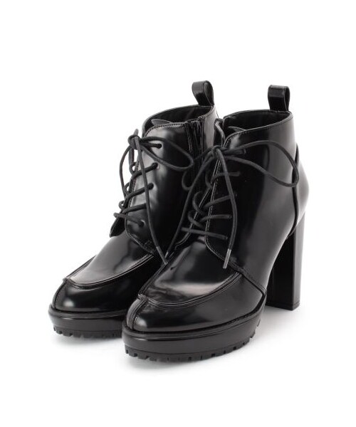 OZOC（オゾック）の「レースアップヒールブーツ（ブーツ・レディース・ネイビー/ブラック/ダークブラウン・23.5cm/24.5cm）」の2枚目の写真