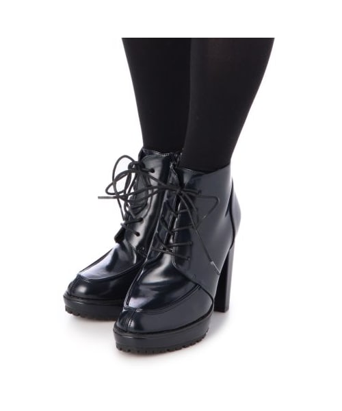 OZOC（オゾック）の「レースアップヒールブーツ（ブーツ・レディース・ネイビー/ブラック/ダークブラウン・23.5cm/24.5cm）」の10枚目の写真