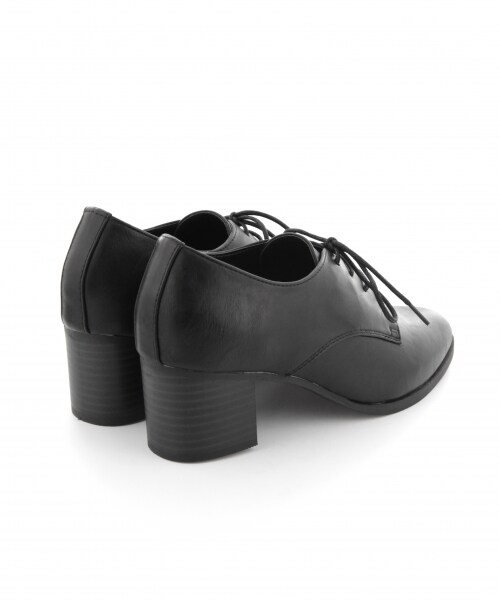 LOWRYS FARM（ローリーズファーム）の「ヒールマニッシュシューズ（シューズ・レディース・ブラック/ブラック×エナメル/グレー×スウェード・Ｍ/Ｌ）」の6枚目の写真