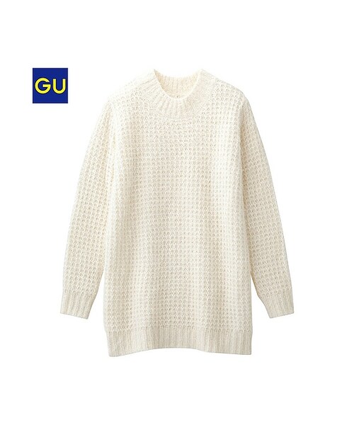 GU(ジーユー)の「(GU)フェザーミックスチュニック(長袖)(WOMEN ⁄ ワンピース・レディース・PINK/DARK GRAY/OFF WHITE・M/L/S/XL)」の2枚目の写真