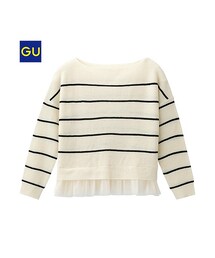 GU | （GU）チュールコンビセーター（長袖）(トップス)