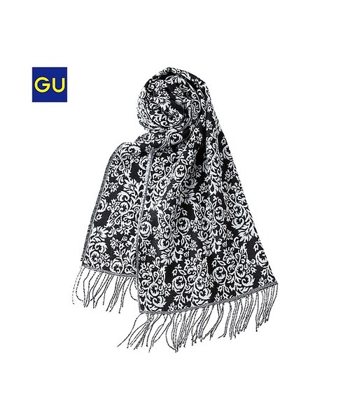 GU（ジーユー）の「（GU）ＷＯＭＥＮカシミヤタッチストール（ダマスク）（WOMEN ⁄ ストール・ケープ・レディース・BEIGE/GREEN/BLACK・-）」の2枚目の写真