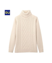 GU | （GU）ケーブルタートルネックセーター（長袖）(トップス)