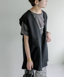 PUAL CE CIN | 麻キャンバスジレベスト(ダウンベスト)