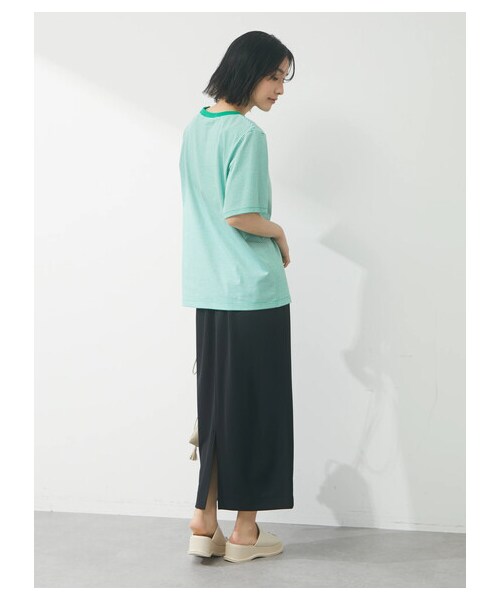 Green　Parks（グリーンパークス）の「・Petit Fleur ピンボーダーTシャツ（トップス・ブラック/ピンク/イエロー/グリーン・F）」の4枚目の写真