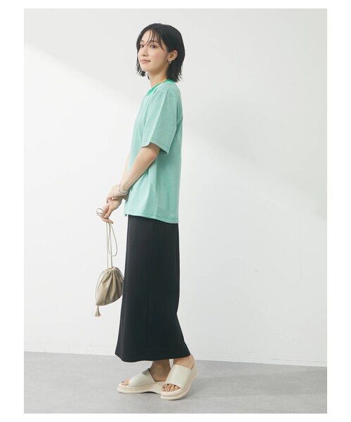 Green　Parks（グリーンパークス）の「・Petit Fleur ピンボーダーTシャツ（トップス・ブラック/ピンク/イエロー/グリーン・F）」の3枚目の写真