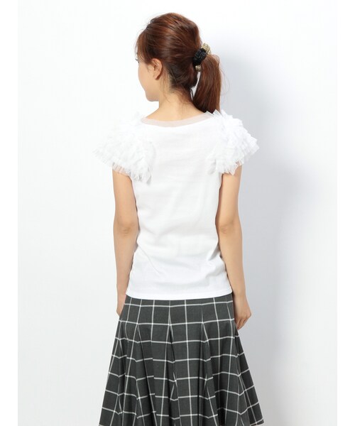 ライチ（ライチ）の「ライチdiamond-barチュールスリーブTシャツ（トップス・white/green/NAVY/black・M）」の2枚目の写真