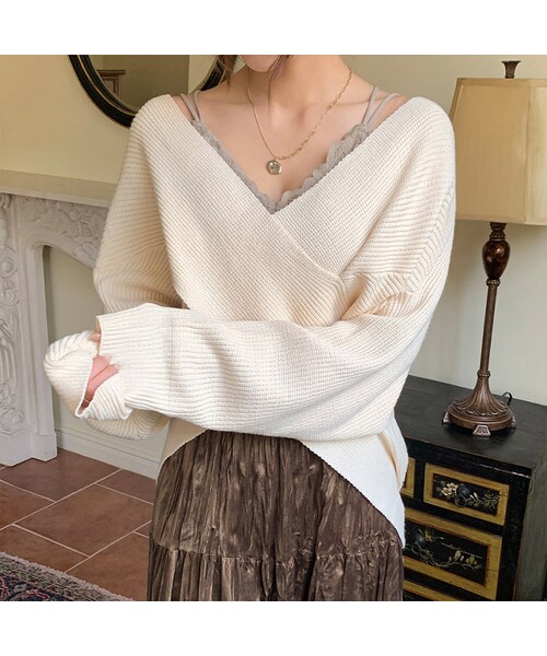 엘린 브이 랩 knit