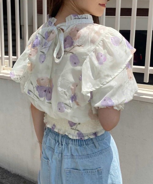 one after another NICE CLAUP（ワンアフターアナザーナイスクラップ）の「前後2wayリボンブラウス（シャツ/ブラウス・レディース・オフホワイト/ホワイト系その他/アイボリー・0）」の2枚目の写真