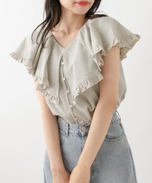 OLIVE des OLIVE | ラッフルケープカラーノースリブラウス(シャツ/ブラウス)