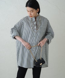 ラウンジドレス　シャツ　シャツワンピース　ストライプ ラウンジドレス Loungedress ストライプシャツワンピース