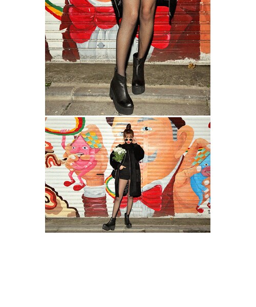 STYLENANDA(スタイルナンダ)の「かかとジッパープラットフォームアンクルブーツ(シューズ・レディース・ホワイト/ブラック・225/230/235/240/245)」の9枚目の写真